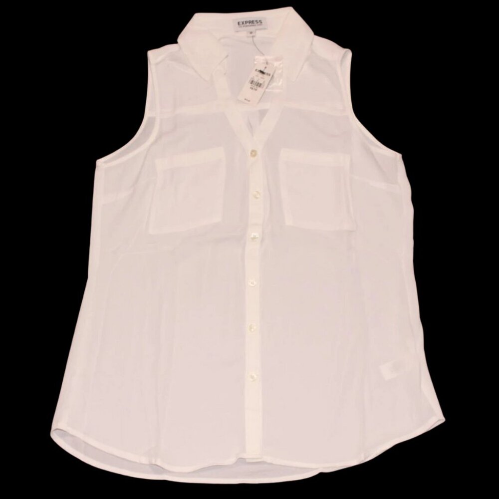Express Women's Sleeveless Button-up White Shirt NWT Size XS